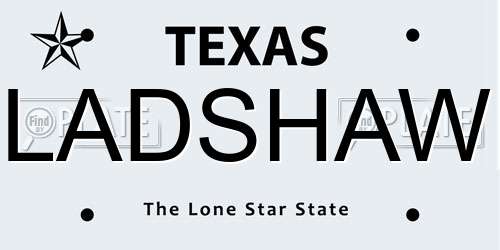 LADSHAW Texas License Plate