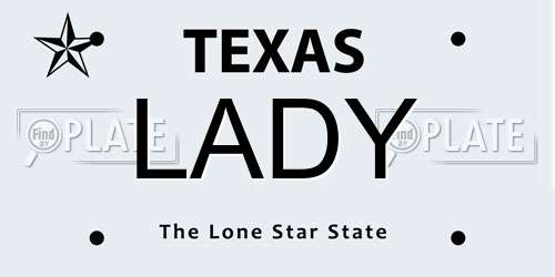 LADY Texas License Plate