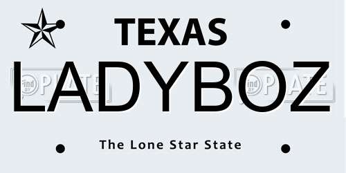 LADYBOZ Texas License Plate