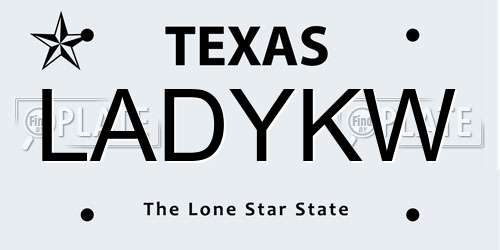 LADYKW Texas License Plate