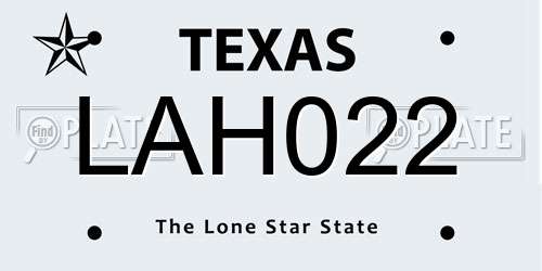 LAH022 Texas License Plate