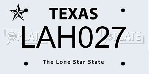 LAH027 Texas License Plate