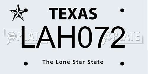 LAH072 Texas License Plate