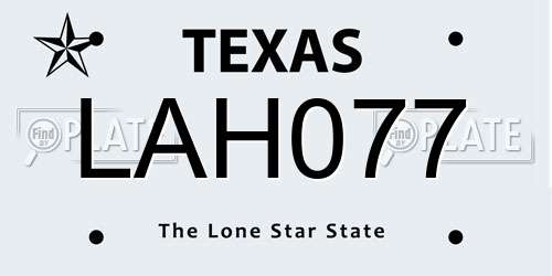 LAH077 Texas License Plate