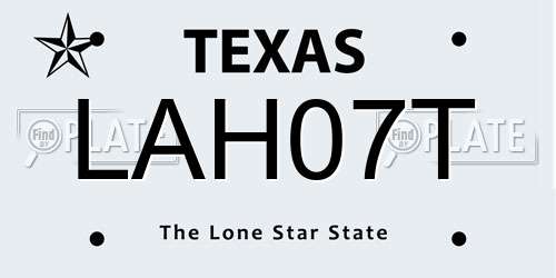 LAH07T Texas License Plate