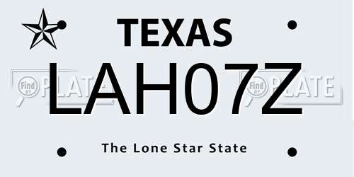 LAH07Z Texas License Plate