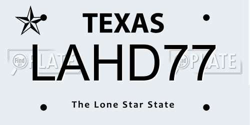 LAHD77 Texas License Plate