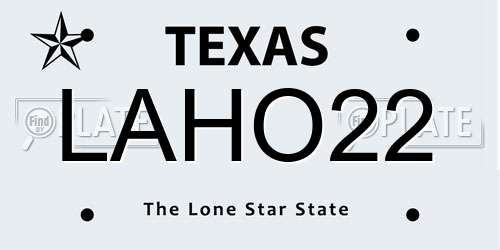 LAHO22 Texas License Plate