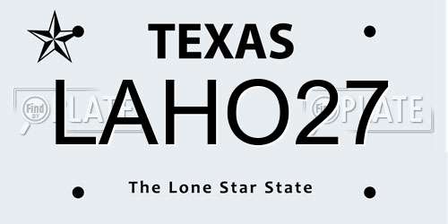 LAHO27 Texas License Plate