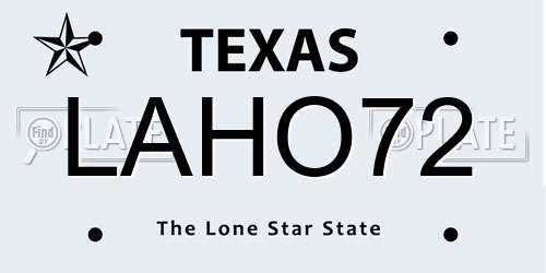LAHO72 Texas License Plate