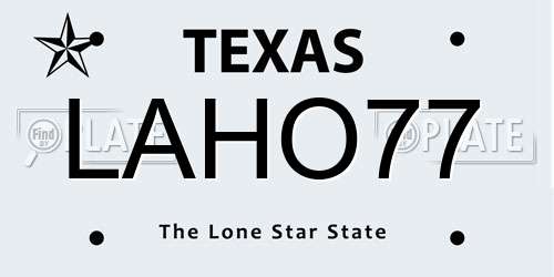LAHO77 Texas License Plate