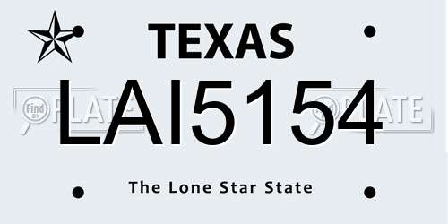 LAI5154 Texas License Plate