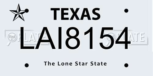 LAI8154 Texas License Plate