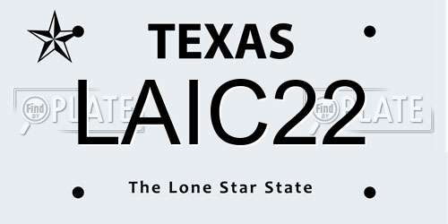 LAIC22 Texas License Plate