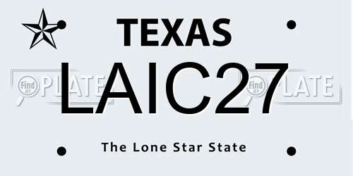 LAIC27 Texas License Plate