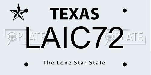 LAIC72 Texas License Plate