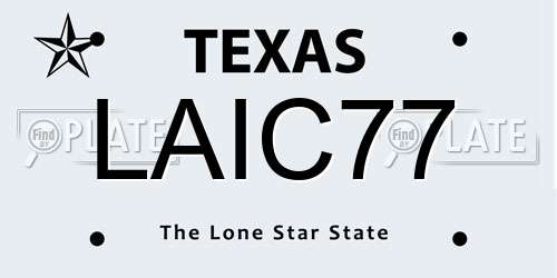 LAIC77 Texas License Plate