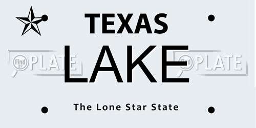 LAKE Texas License Plate