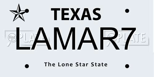 LAMAR7 Texas License Plate