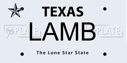 LAMB Texas License Plate