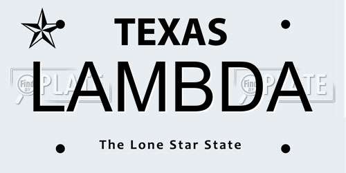 LAMBDA Texas License Plate