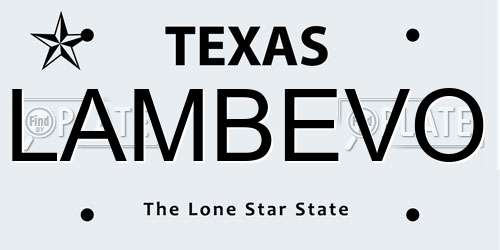 LAMBEVO Texas License Plate