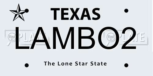 LAMBO2 Texas License Plate
