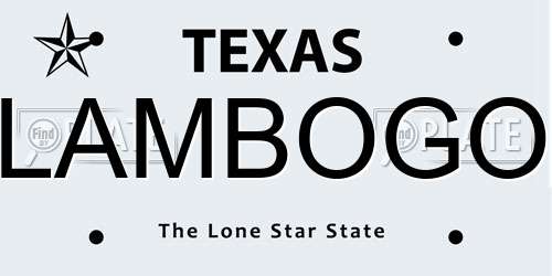 LAMBOGO Texas License Plate
