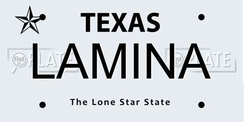 LAMINA Texas License Plate