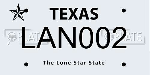 LAN002 Texas License Plate