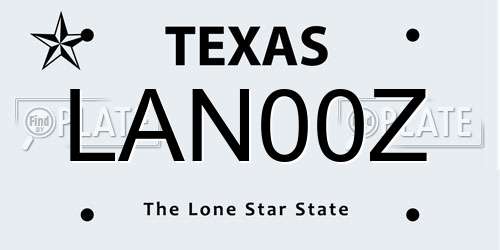 LAN00Z Texas License Plate