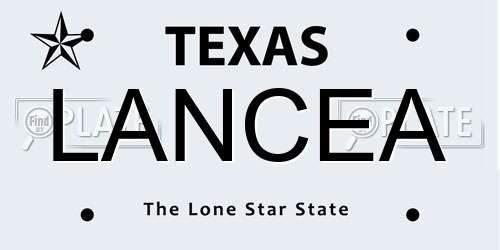 LANCEA Texas License Plate