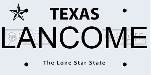 LANCOME Texas License Plate