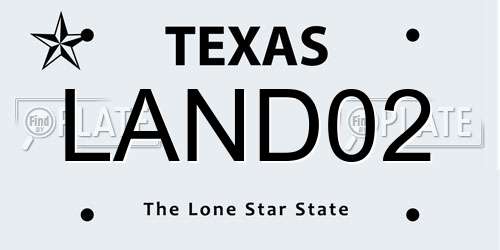 LAND02 Texas License Plate