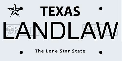 LANDLAW Texas License Plate