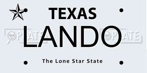 LANDO Texas License Plate