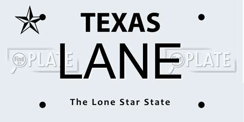 LANE Texas License Plate