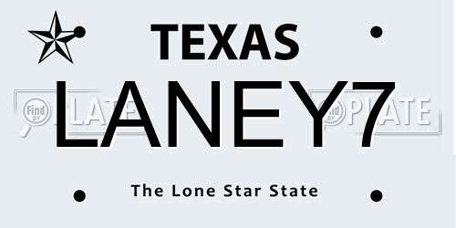 LANEY7 Texas License Plate