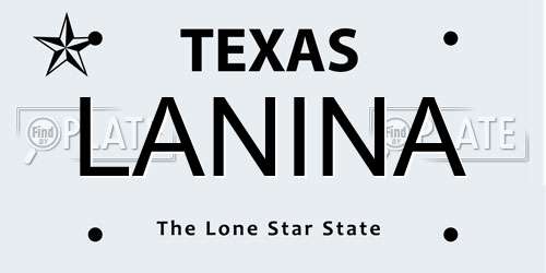 LANINA Texas License Plate