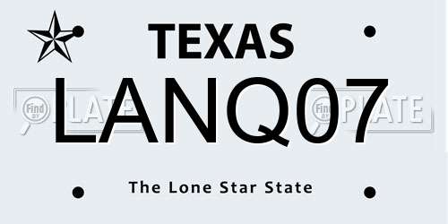 LANQ07 Texas License Plate