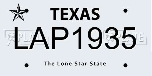 LAP1935 Texas License Plate