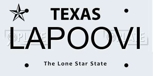 LAPOOVI Texas License Plate