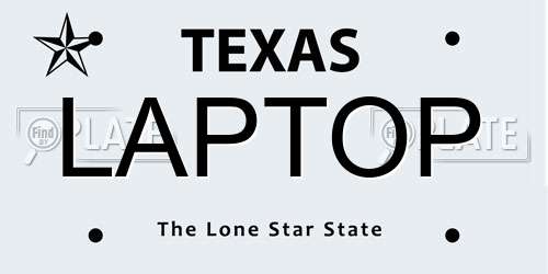 LAPTOP Texas License Plate