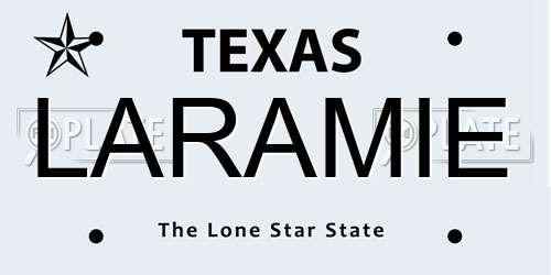 LARAMIE Texas License Plate