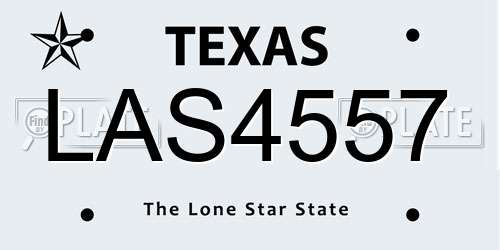 LAS4557 Texas License Plate