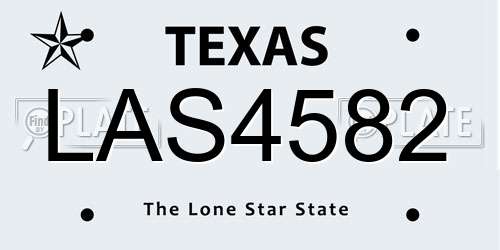 LAS4582 Texas License Plate