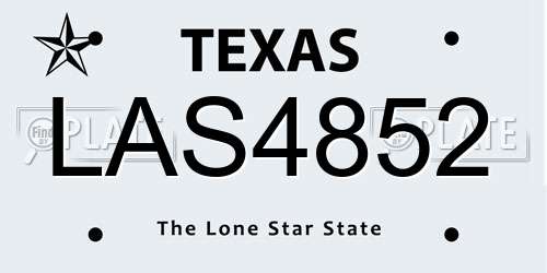LAS4852 Texas License Plate