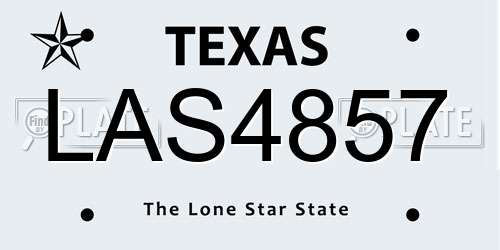 LAS4857 Texas License Plate