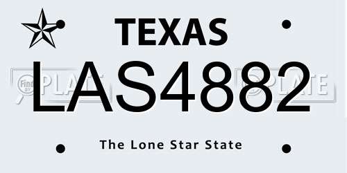 LAS4882 Texas License Plate