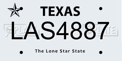 LAS4887 Texas License Plate